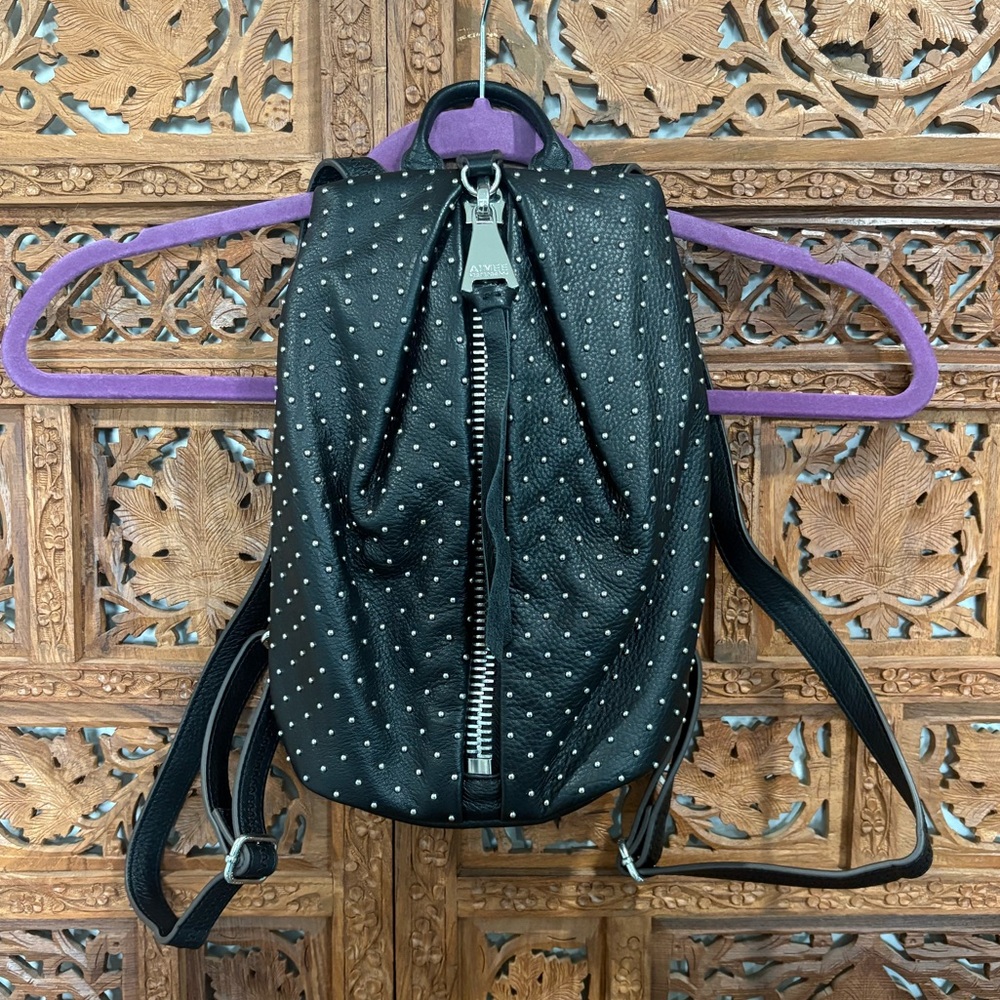 Aimee Kenstenberg Black Studded Genuine Leather Small Backpack